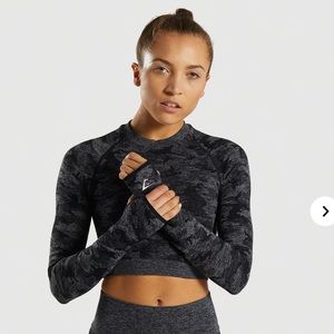 NWT Gymshark Camo Sleeveless Long Sleeve Crop Top